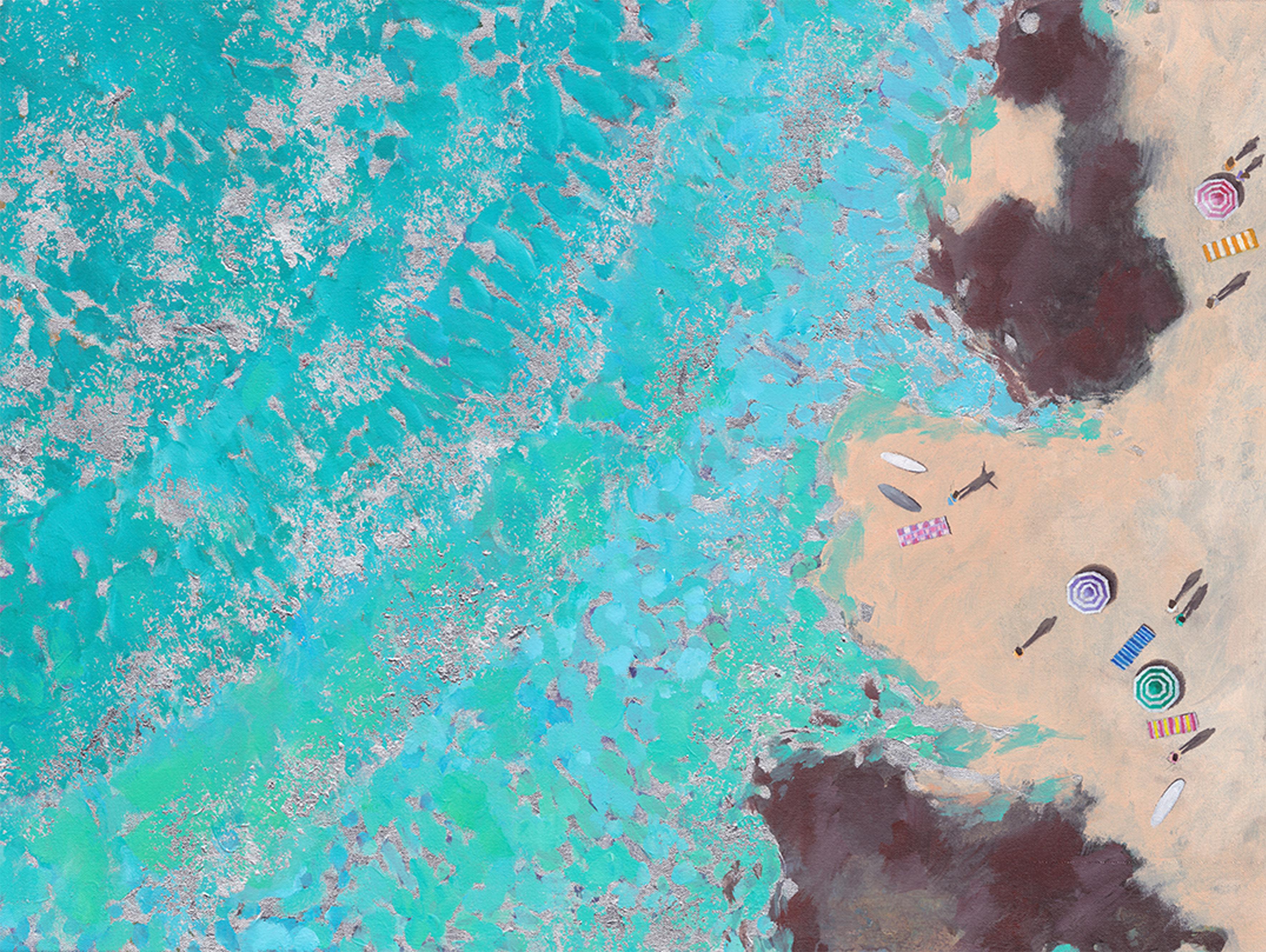 Silver Ripples-Pinturas al óleo originales de paisajes marinos impresionistas-Arte contemporáneo