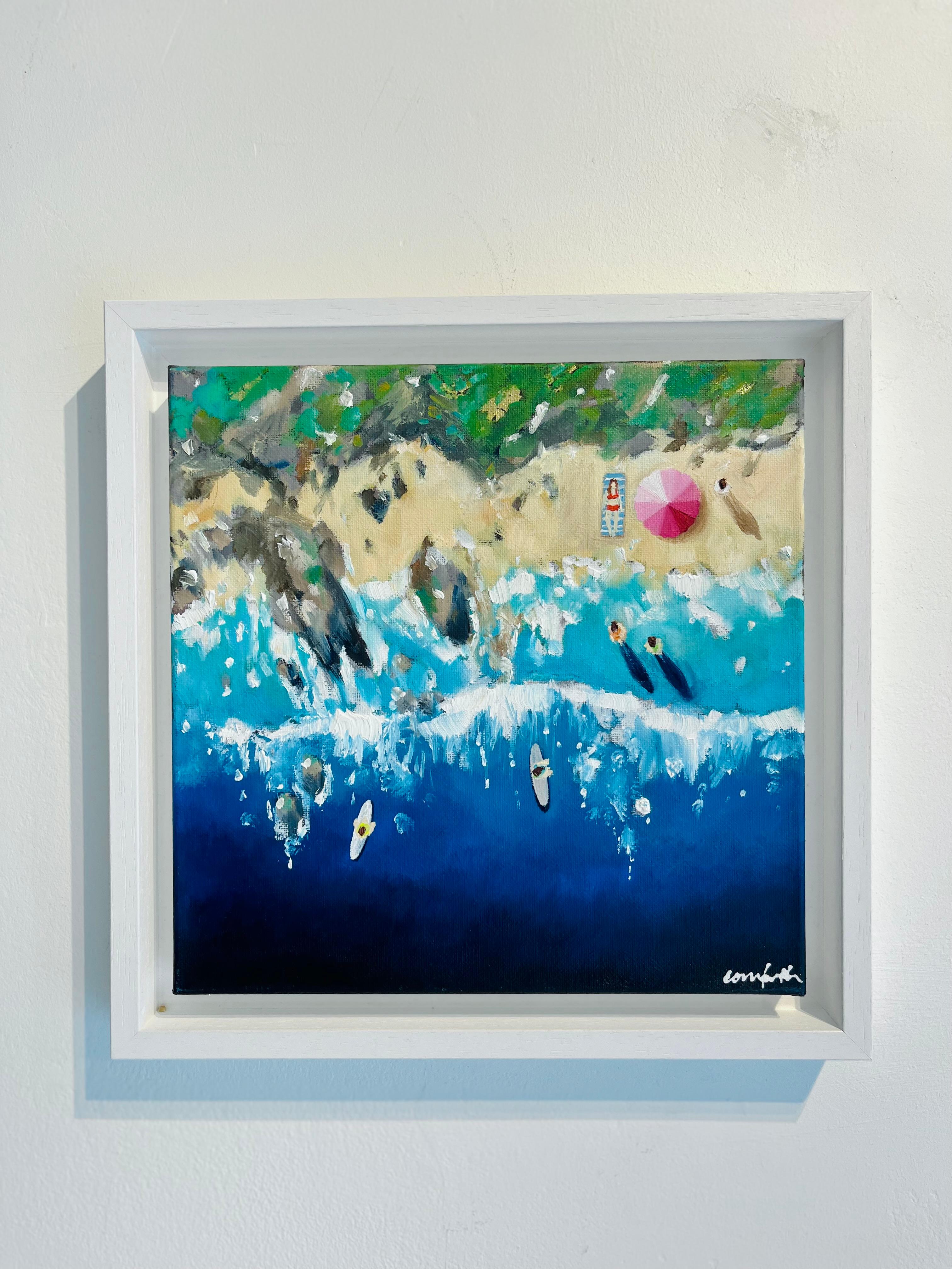 Watergate Bay- Pintura original impresionista de un paisaje marino de Cornualles-Arte contemporáneo en venta 1
