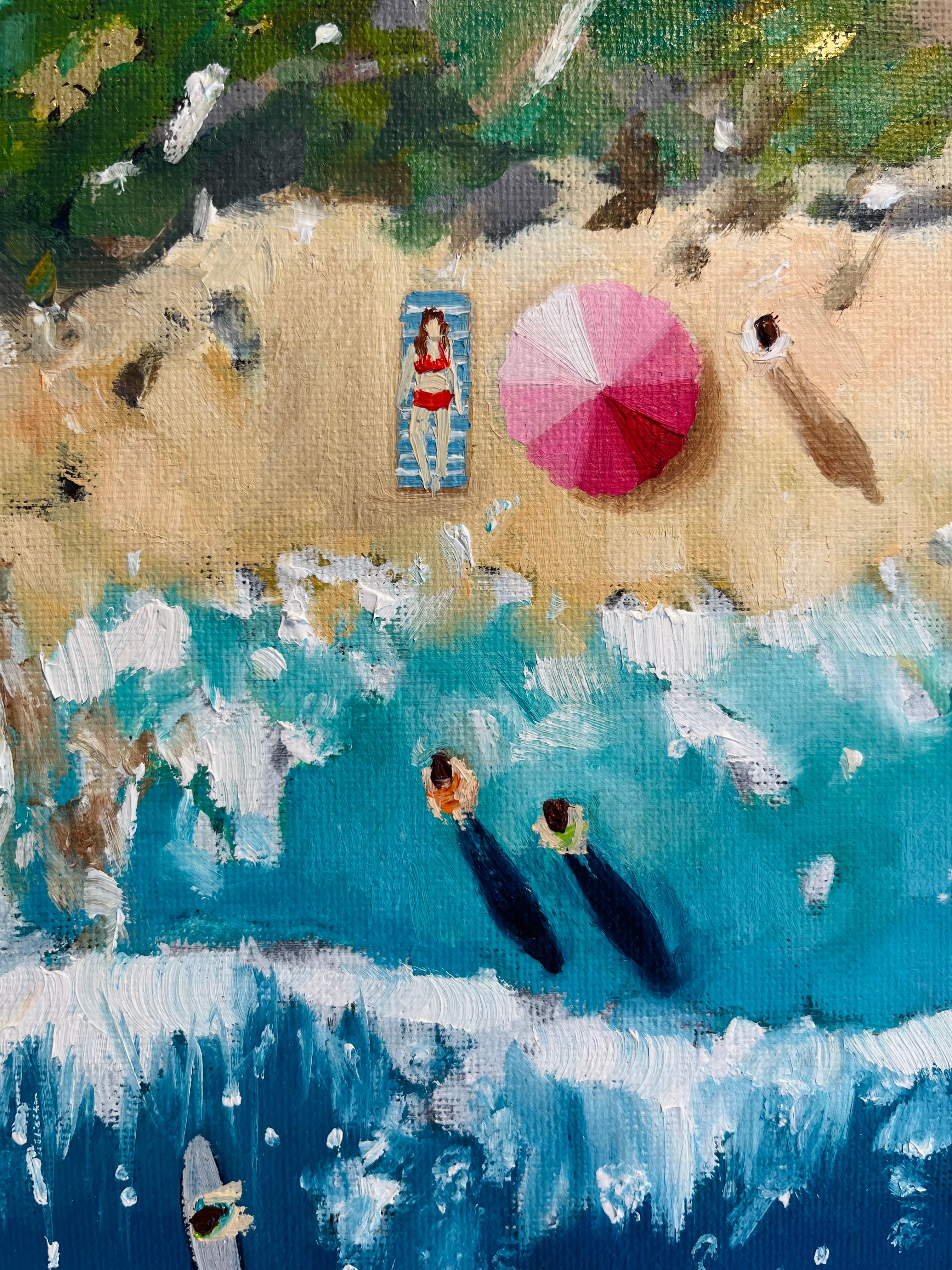 Watergate Bay- Pintura original impresionista de un paisaje marino de Cornualles-Arte contemporáneo en venta 3
