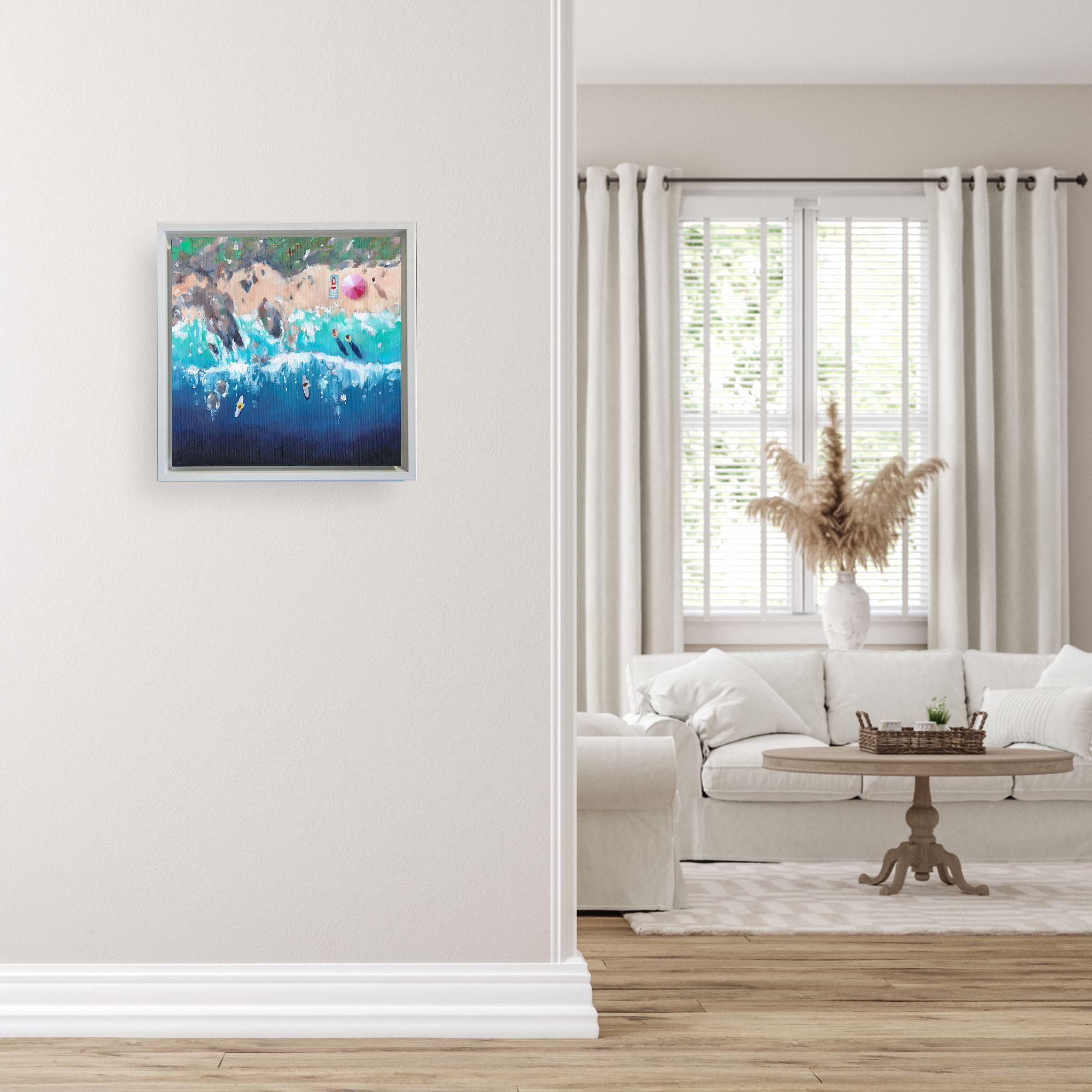 Watergate Bay- Pintura original impresionista de un paisaje marino de Cornualles-Arte contemporáneo en venta 4