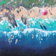 Watergate Bay-ORIGINAL Impressionnisme Cornish seascape painting-contemporary Art