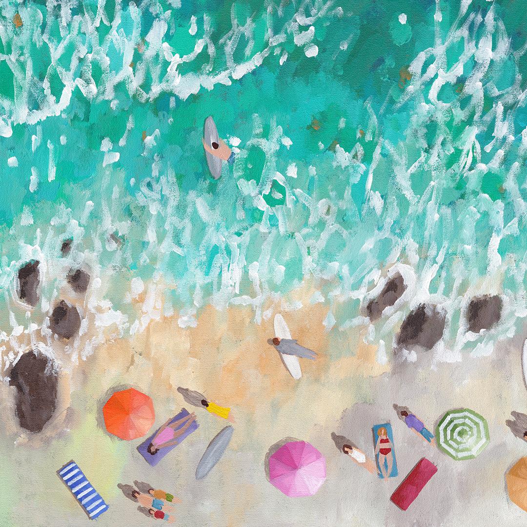 Gentle Waters-original impressionnisme océanique peinture de paysage marin-art contemporain - Réalisme Art par Lenny Cornforth