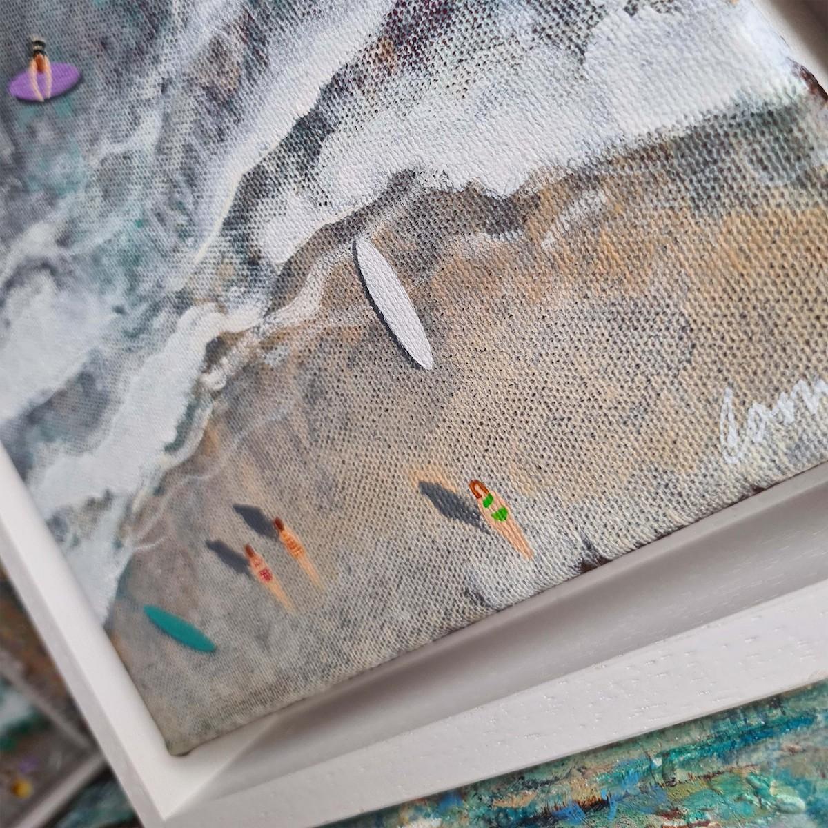 « Grey Waves » de Lenny Cornforth, peinture de paysage marin, vue aérienne, art d'origine en vente 5