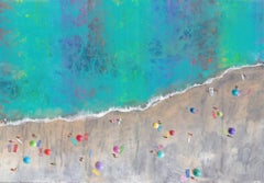 Multicoloured Wave - seascape seasonal coastal original artwork acrylic painting