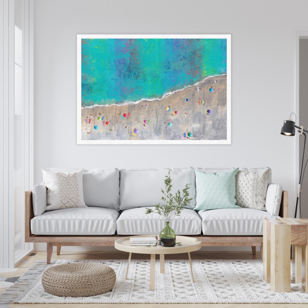 Multicoloured Waves-original impressionism seascape oil painting-modern Art - Realist Painting by Lenny Cornforth