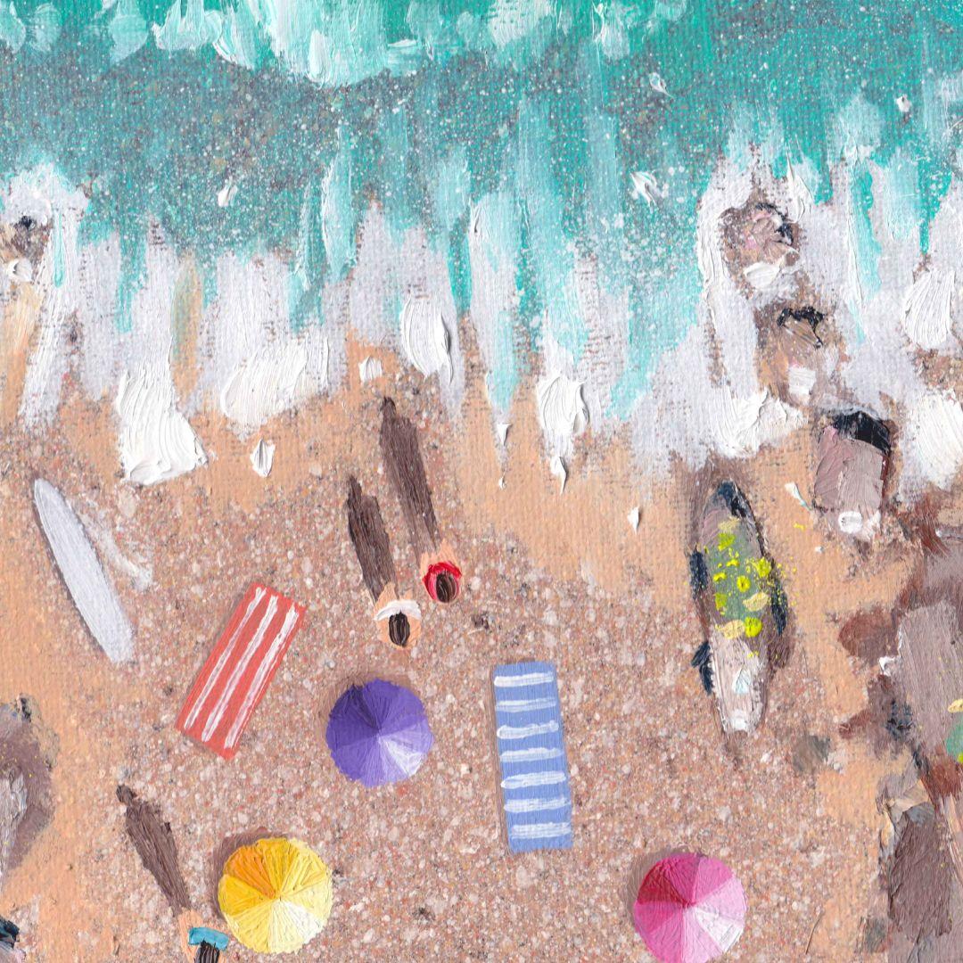 Pebble Beach 1 and 2, peinture originale, art côtier, plage, bord de mer, été en vente 1