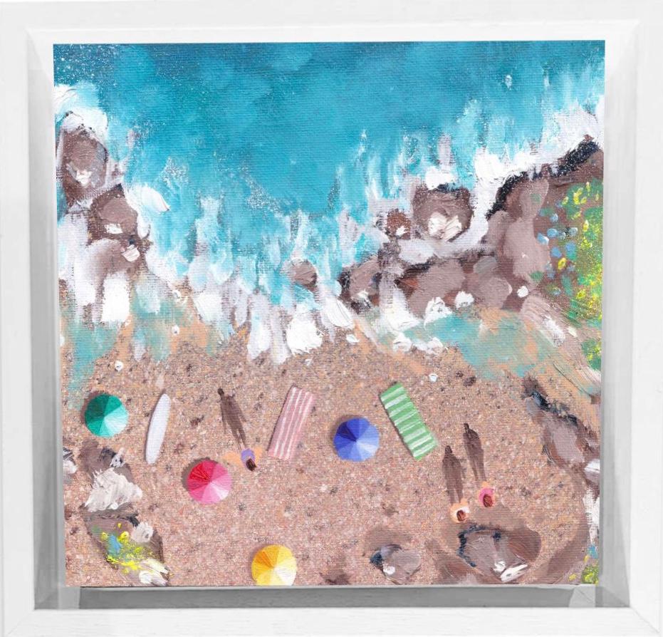 Pebble Beach 1, Cornouailles, peinture originale, art côtier, plage, bord de mer, été - Painting de Lenny Cornforth