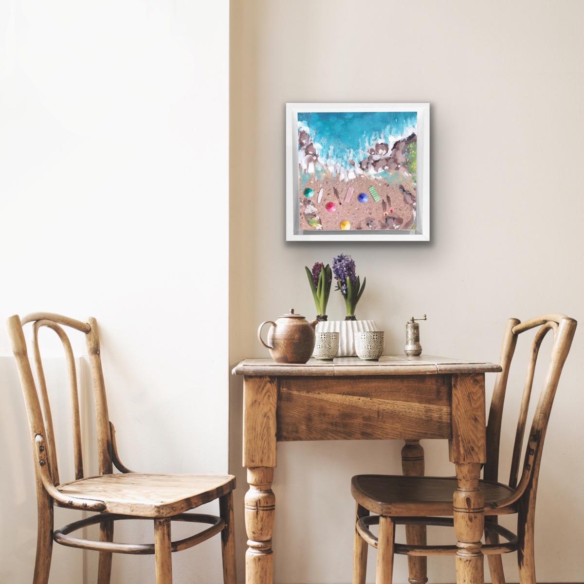 Pebble Beach 1, Cornouailles, peinture originale, art côtier, plage, bord de mer, été en vente 1