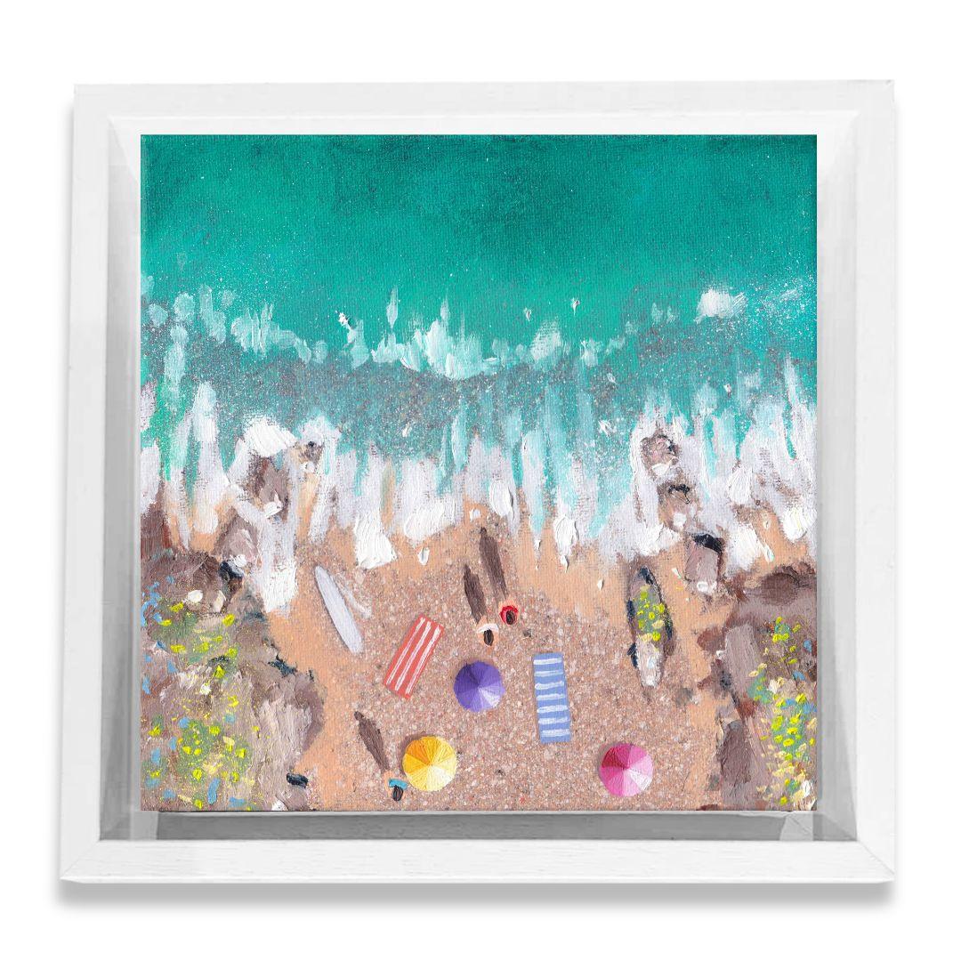 Pebble Beach 2, peinture originale, art côtier, plage, bord de mer, été - Painting de Lenny Cornforth