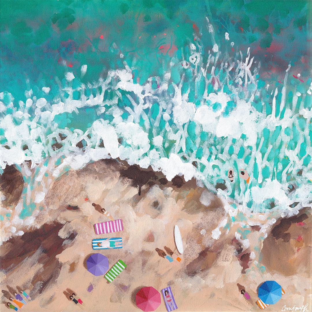 Summer - seascape winter seasonal coastal original artwork acrylic painting view