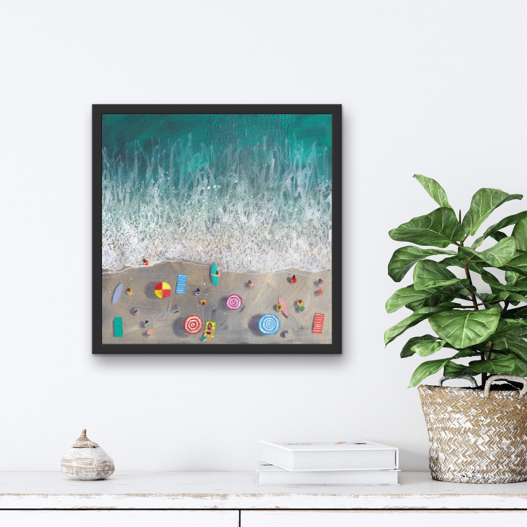 Türkis-Schnappschuss, Meereslandschaftskunst, Strandkunst, Cornwall-Kunst, erschwingliche Kunst – Painting von Lenny Cornforth