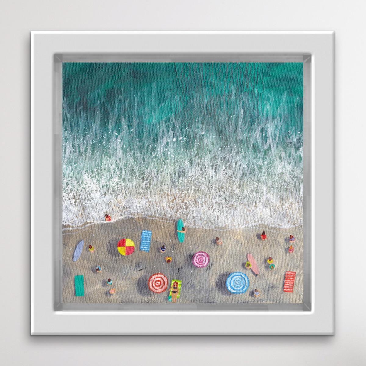 Turquoise Snapshot, seascape art, beach art, Cornwall art, affordable art For Sale 5