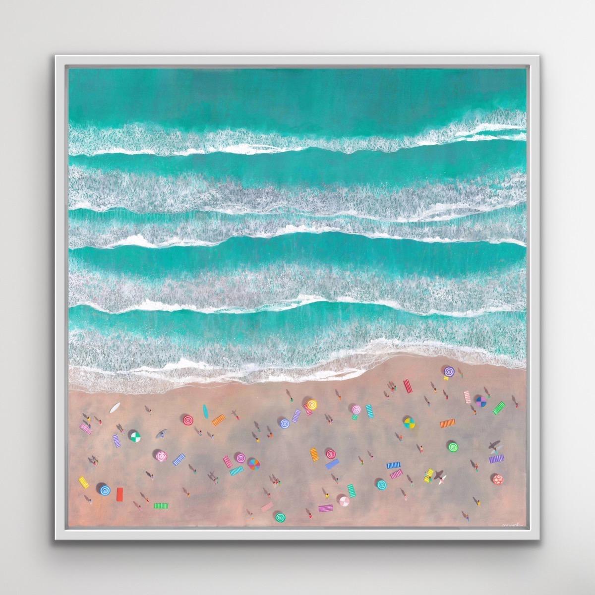 Weekend Beach Day, peinture de paysage marin, Art de la Cornouailles, Art de la maison de plage - Contemporain Painting par Lenny Cornforth