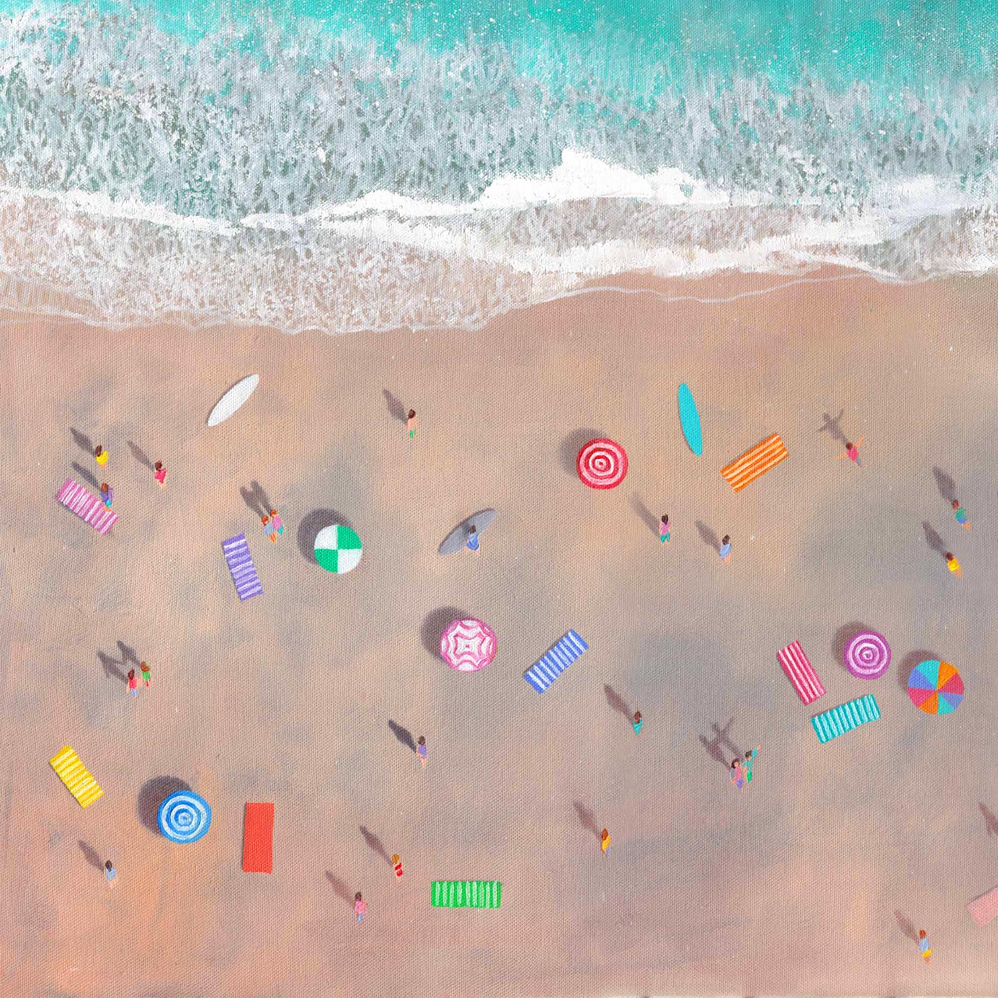 Weekend Beach Day, Meereslandschaftsgemälde, Kunst von Cornwall, Strandhauskunst im Angebot 1
