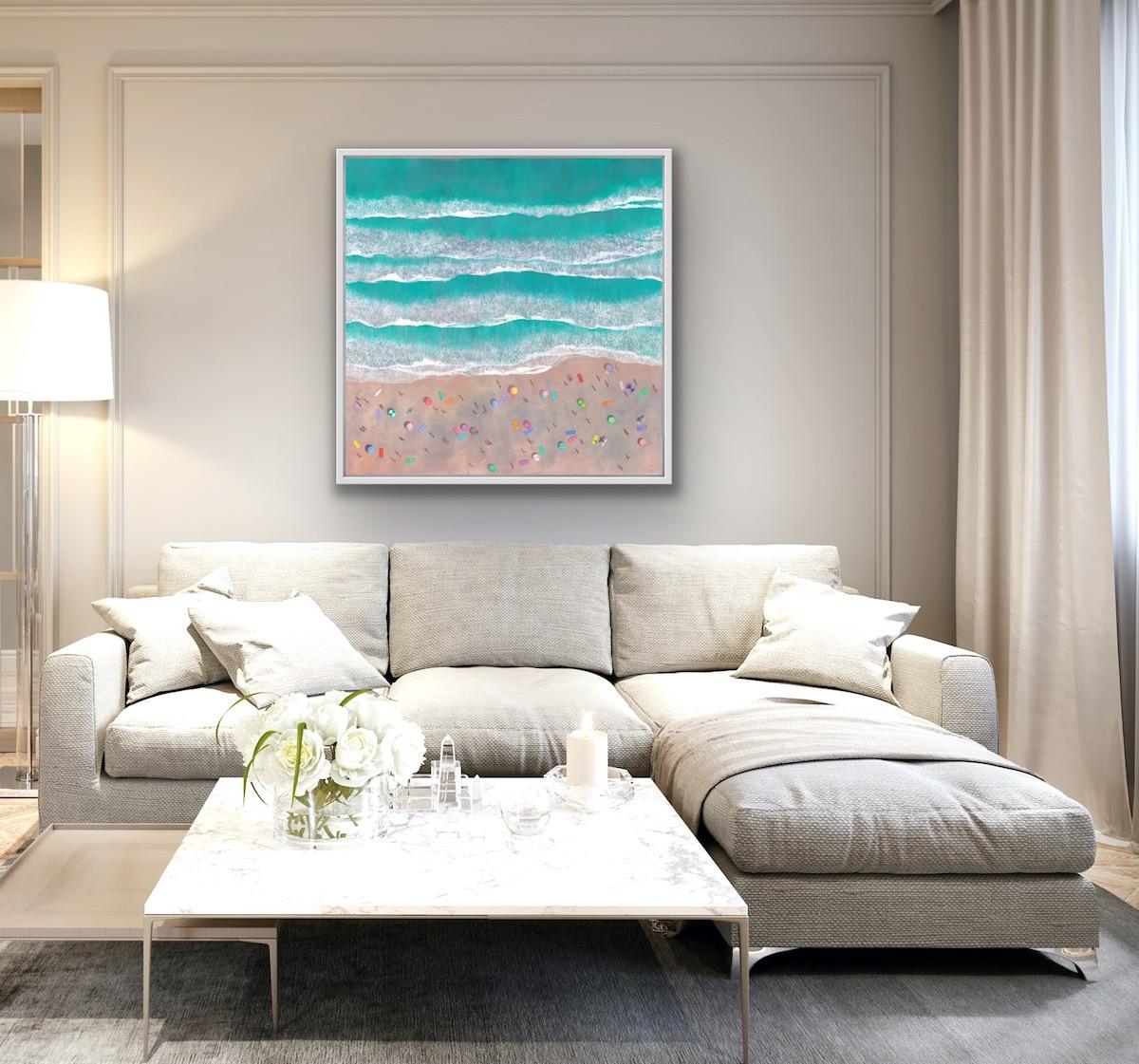 Weekend Beach Day, peinture de paysage marin, Art de la Cornouailles, Art de la maison de plage en vente 3