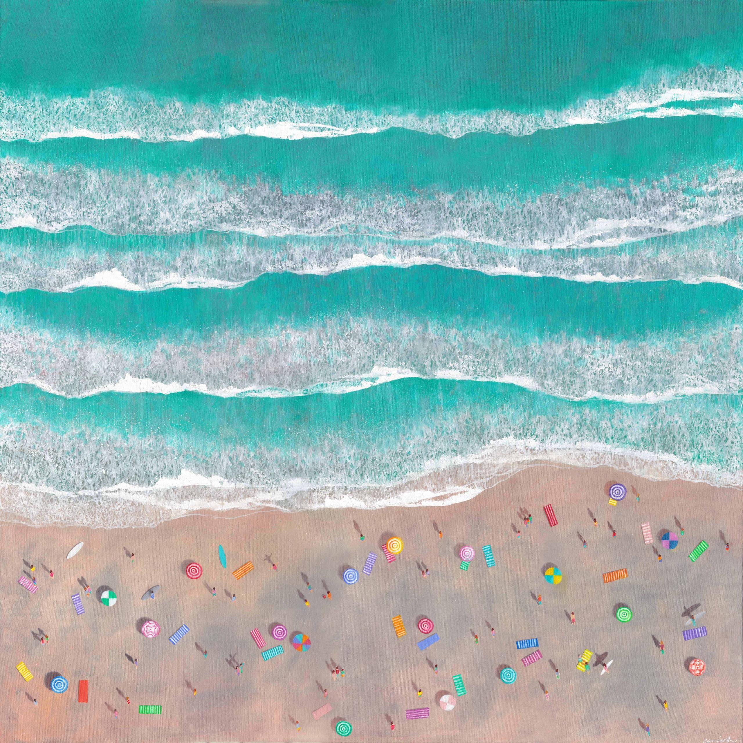 Weekend Beach Day, Seascape Painting, Art of Cornwall, Beach House Art