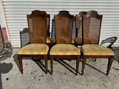 Lenoir Chair Company Set Of 6 Walnut with Brass Ormolu and Cane Backs (Noyer avec ornements en laiton et dossiers en forme de canne)