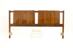 Lenoir House Mid Century Burl Wood and Walnut King Headboard