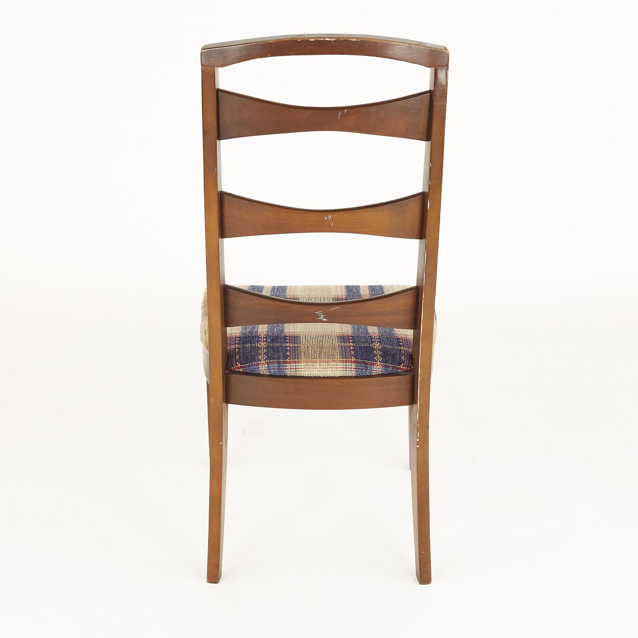 Lenoir House Mid Century Walnut Ladder Back Dining Chairs, Set of 6 1