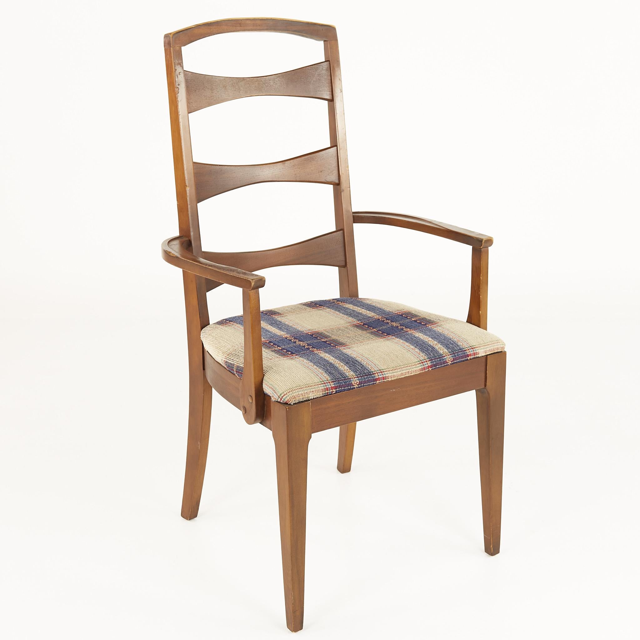 Lenoir House Mid Century Walnut Ladder Back Dining Chairs, Set of 6 3