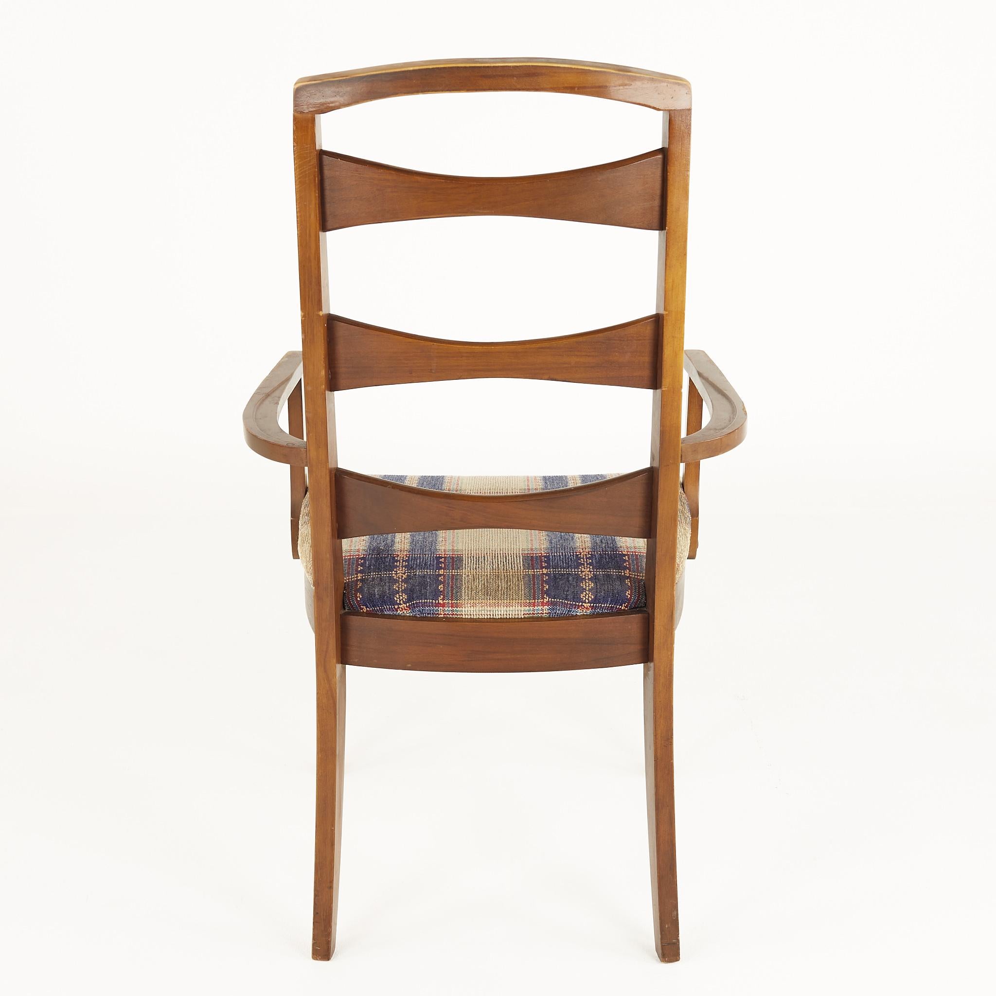 Lenoir House Mid Century Walnut Ladder Back Dining Chairs, Set of 6 8