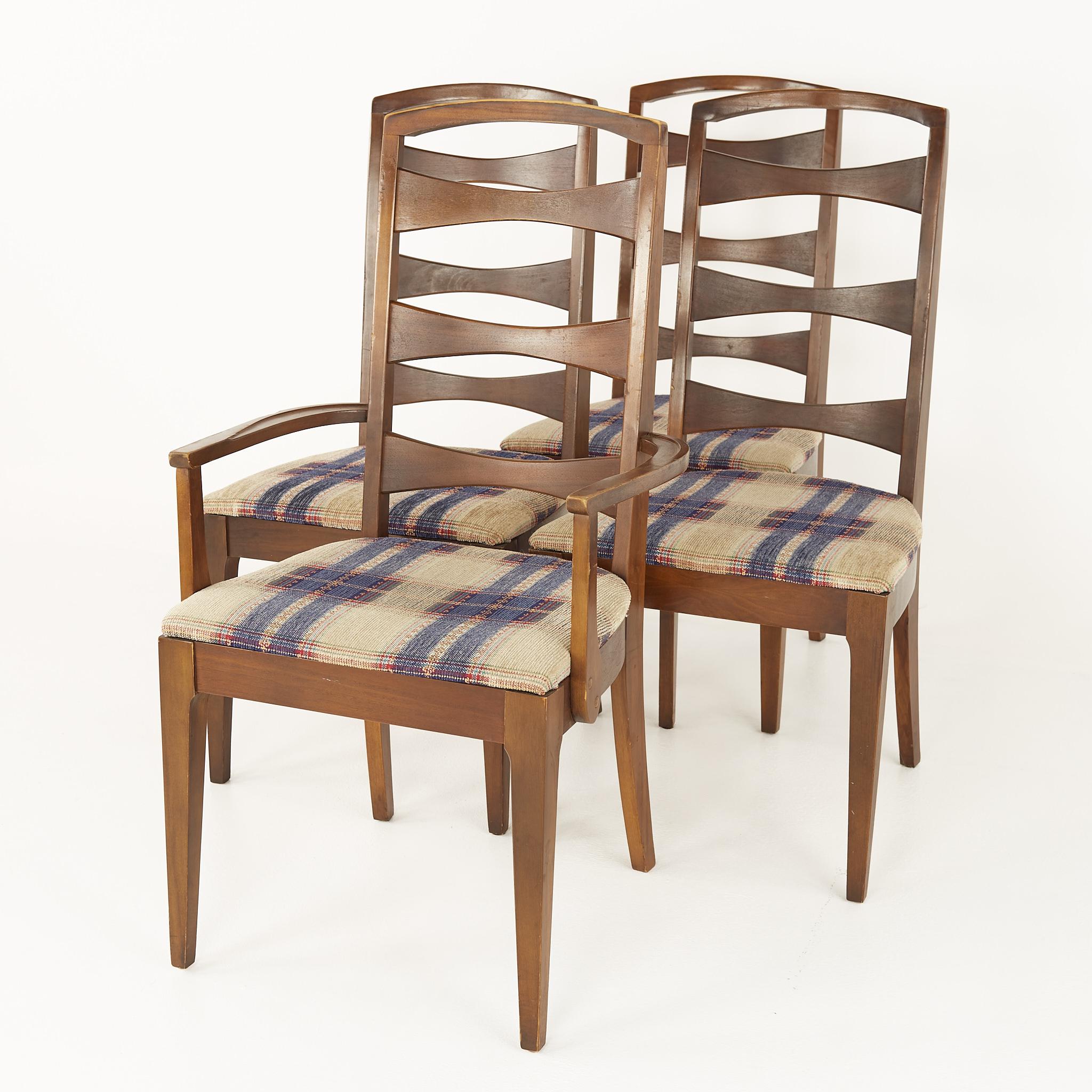 Mid-Century Modern Lenoir House Mid Century Walnut Ladder Back Dining Chairs, Set of 6
