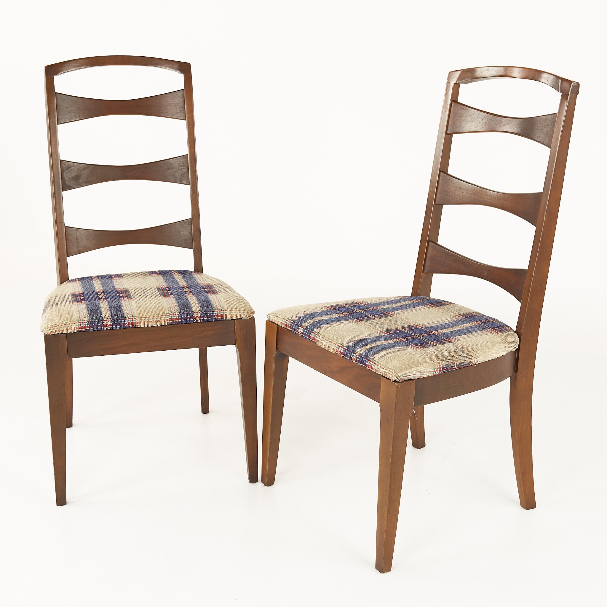 Late 20th Century Lenoir House Mid Century Walnut Ladder Back Dining Chairs, Set of 6