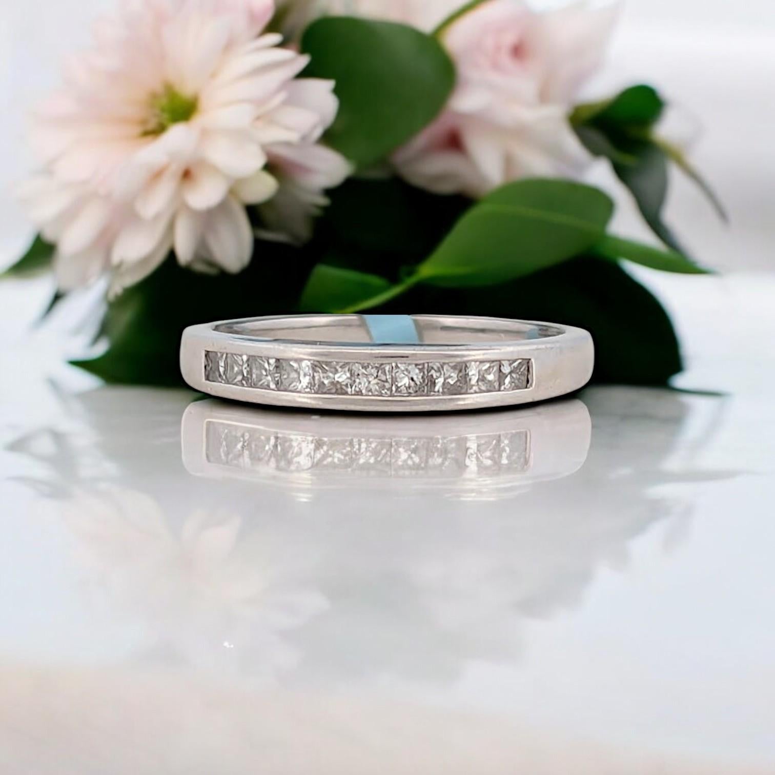 The Lenor Platinum & Diamond Band is a striking symbol of sophistication and grace. This luxurious band is crafted from premium platinum, ensuring long-lasting beauty and durability. It features 1/4 ctw of natural white diamonds, expertly set in a
