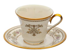 Lenox "Castle Garden" Footed Cups & Saucers; Set/12