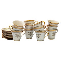 Lenox "Castle Garden" Footed Cups & Saucers; Set/12