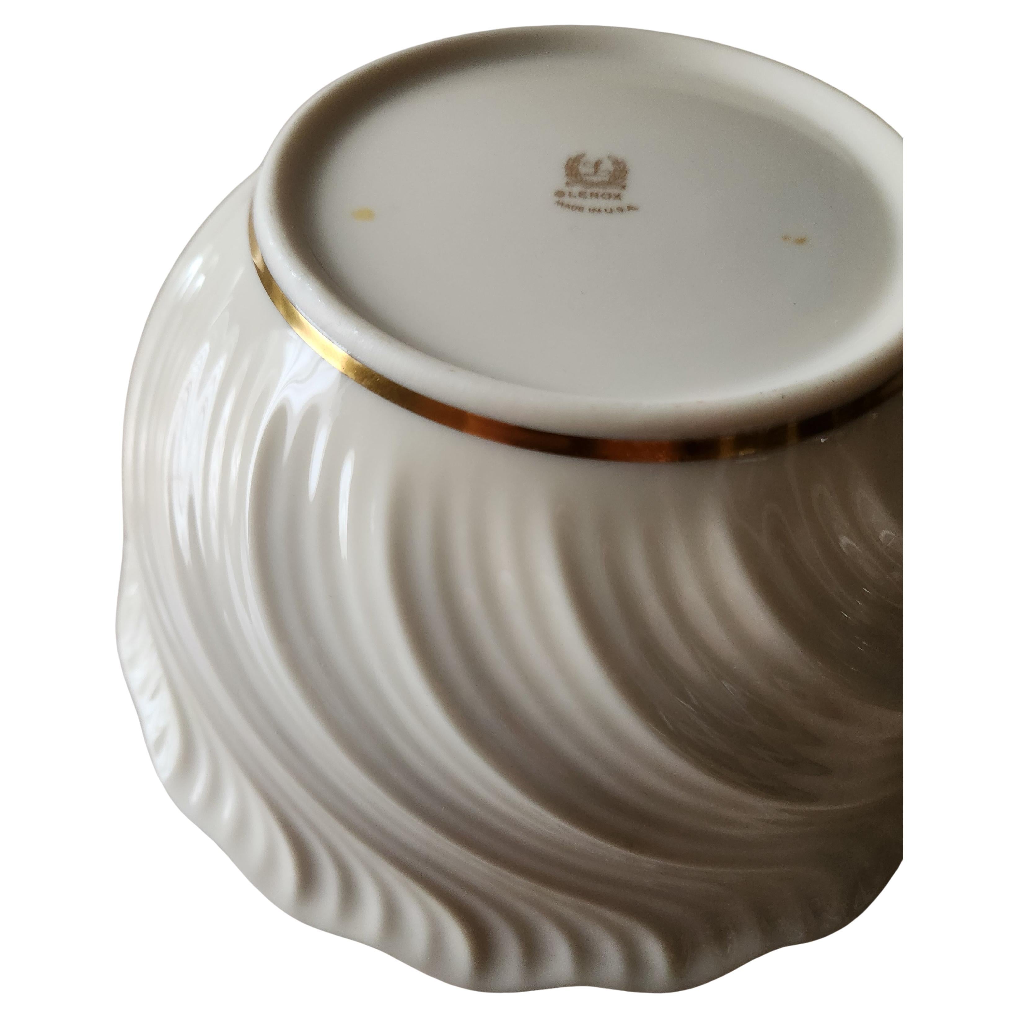 Mid-Century Modern Lenox Elegant Vegetable Bowl Swirled Ivory Gold Trim For Sale
