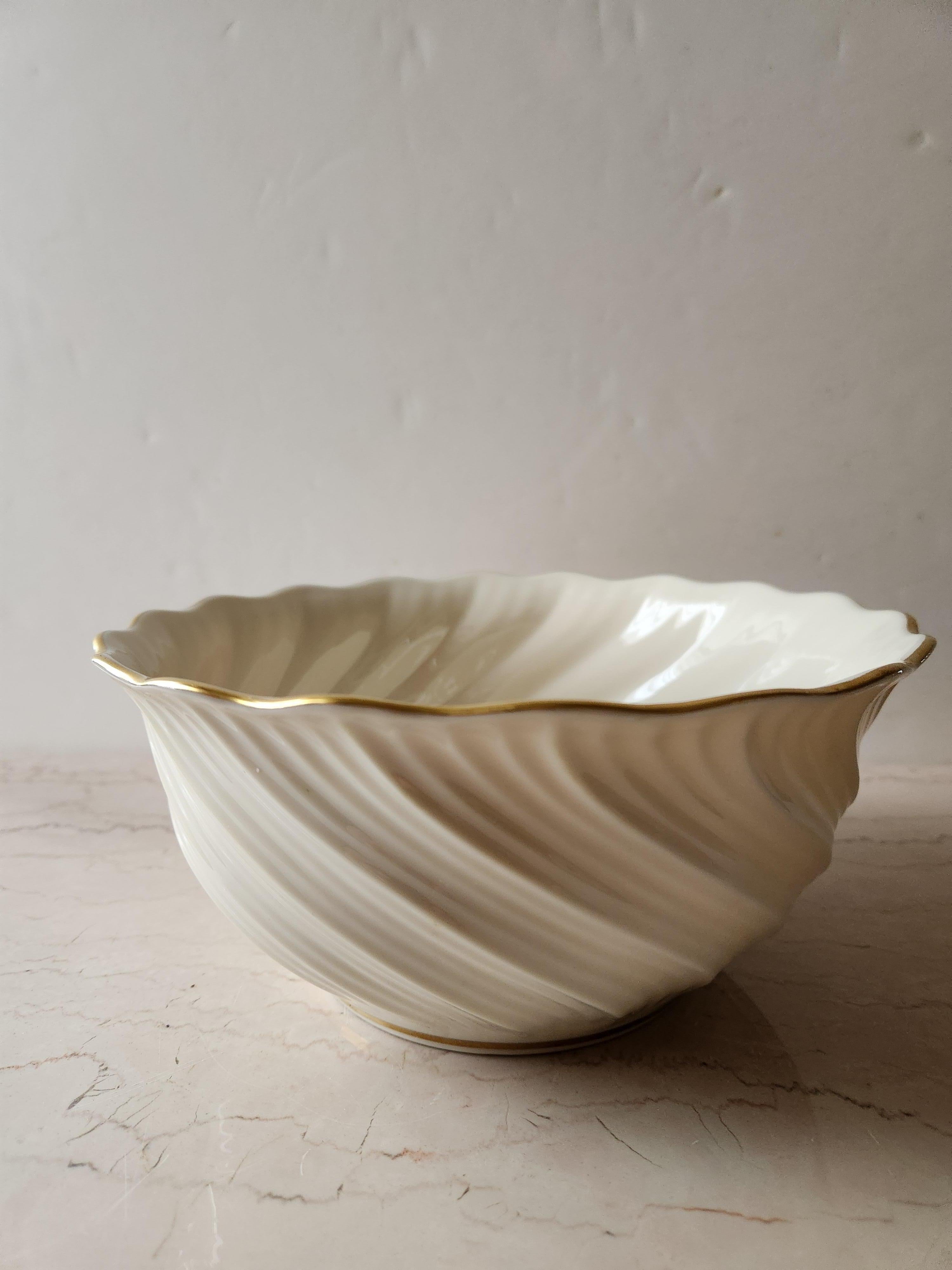 Lenox Elegant Vegetable Bowl Swirled Ivory Gold Trim For Sale 2