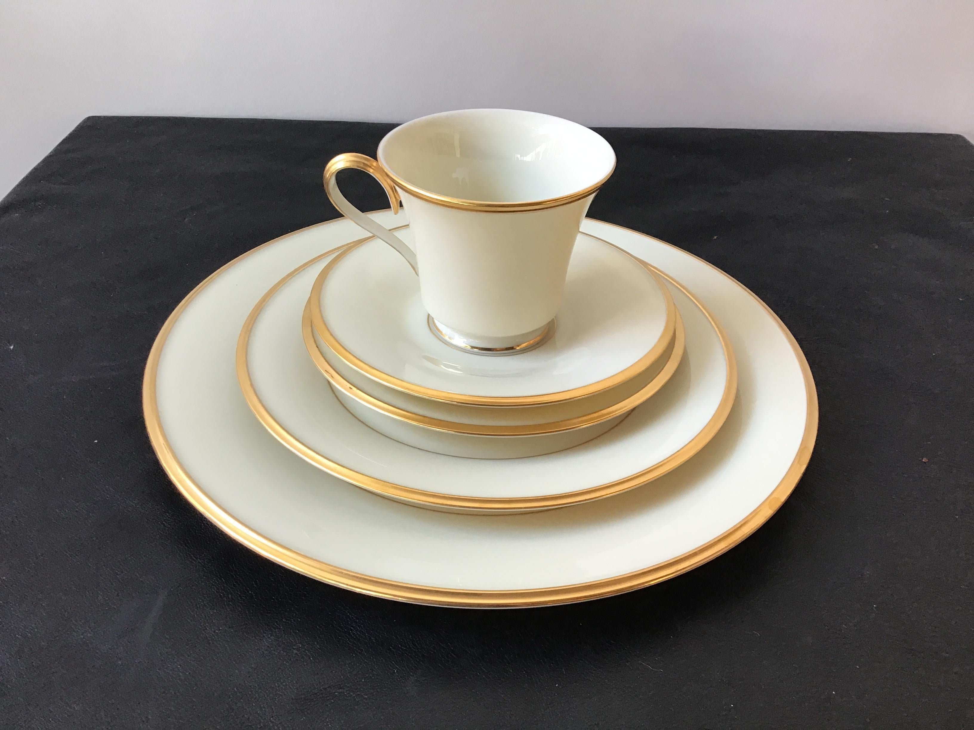 Late 20th Century Lenox Eternal 62 Piece China Set Service for 12