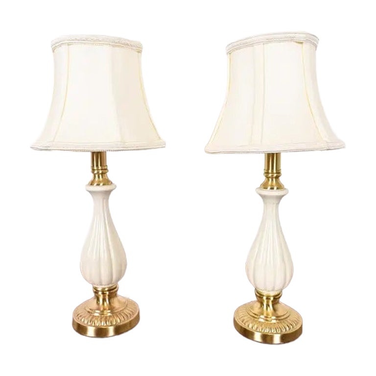 Lenox Lighting by Quoizel Hollywood Regency Porcelain Table Lamps, Pair For Sale