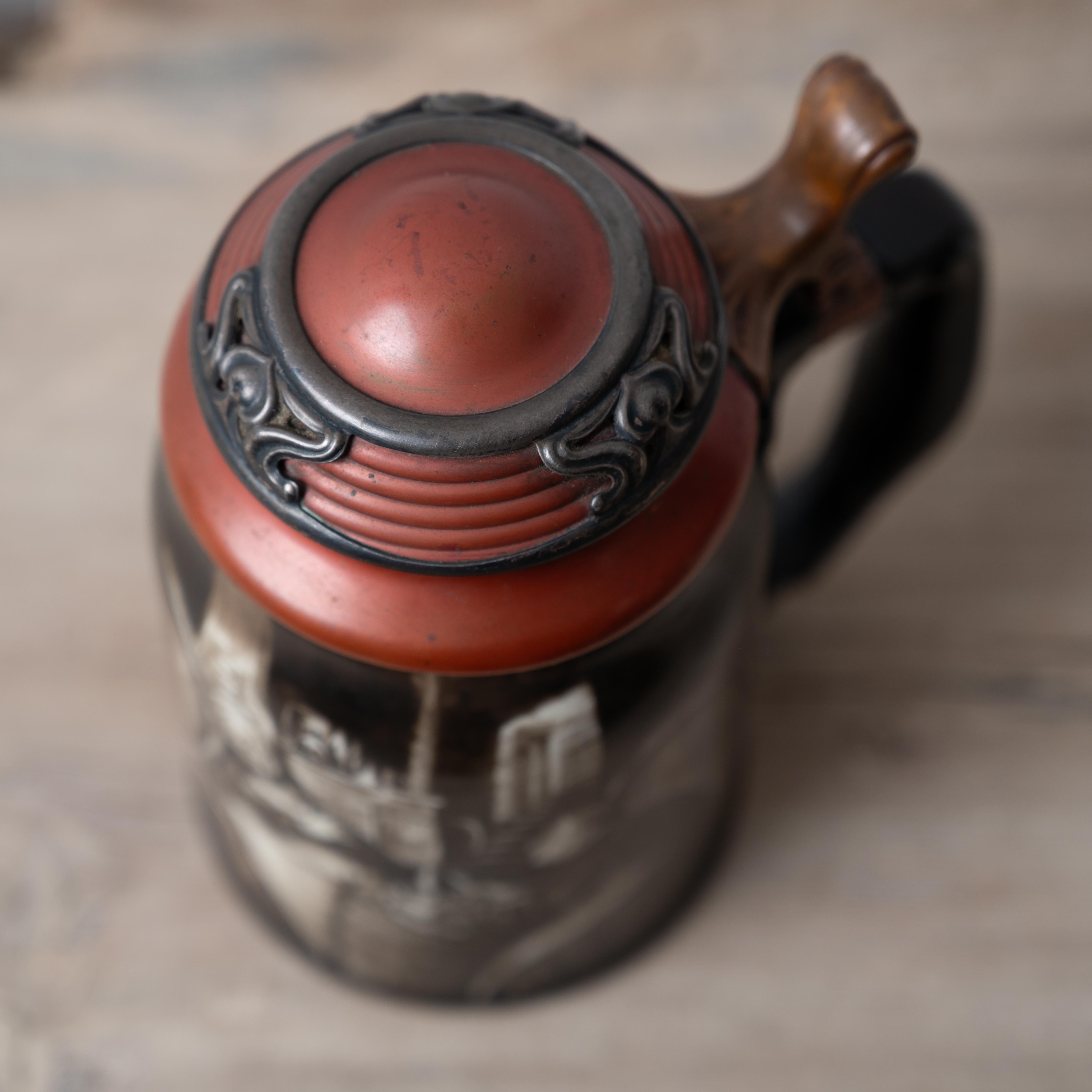 Early 20th Century Lenox Monk Sterling and Copper Mounted Stein For Sale