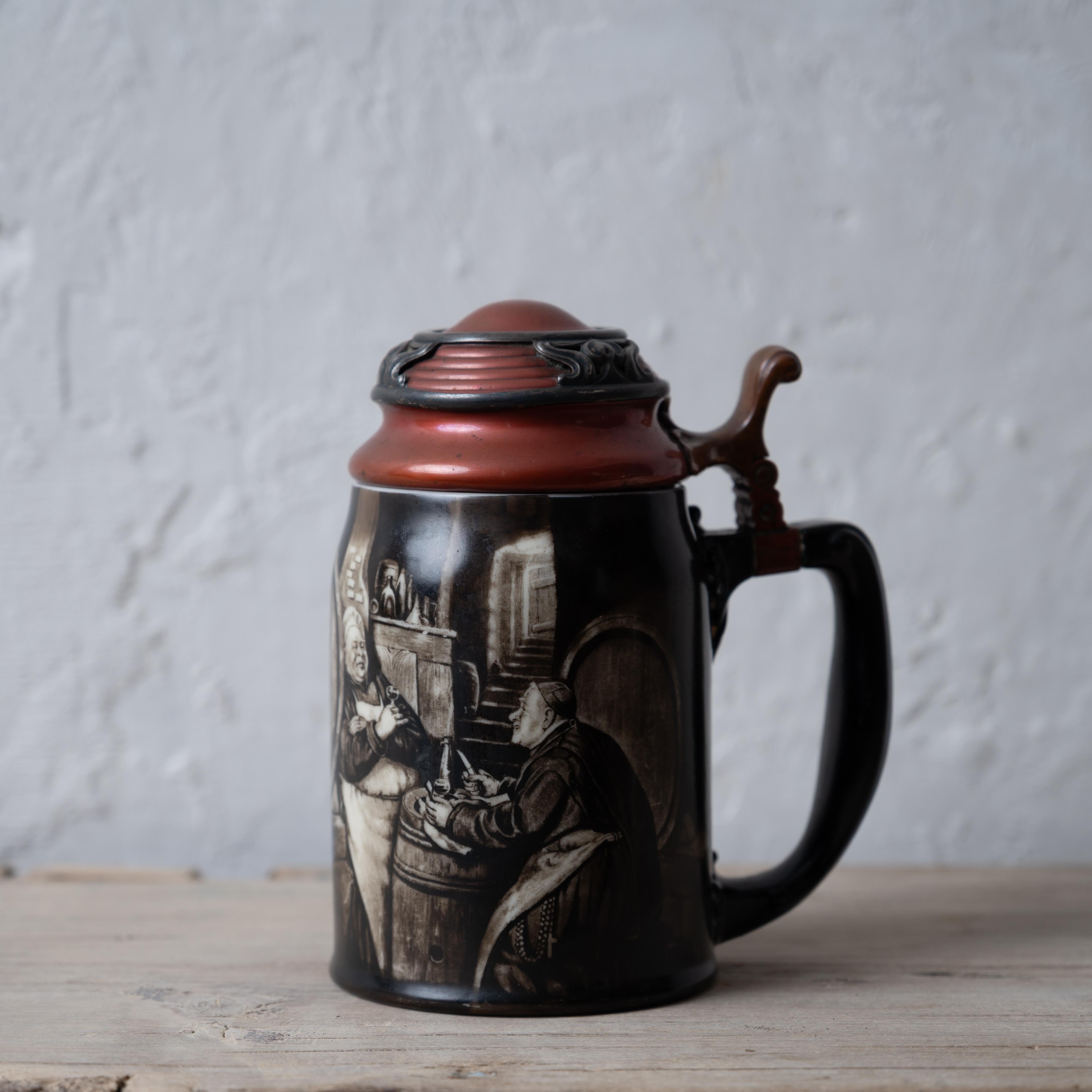 Sterling Silver Lenox Monk Sterling and Copper Mounted Stein For Sale