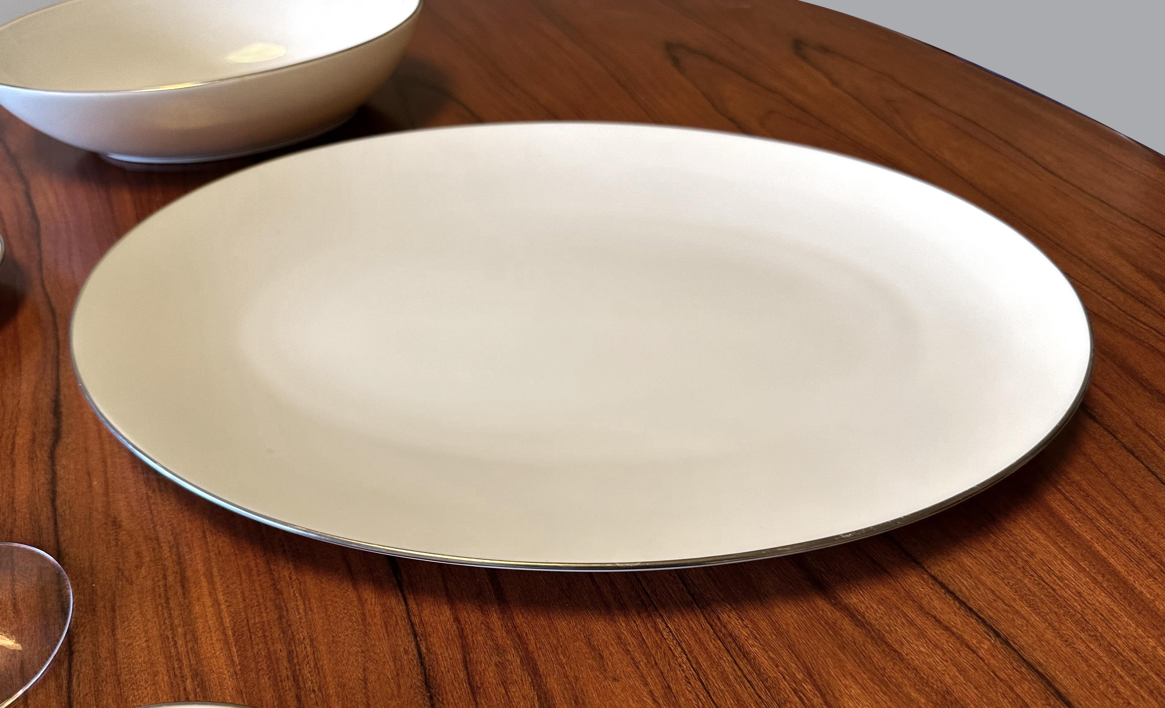 Lenox Olympia Platinum 12 Place Settings, Serving Pieces and Fostoria Goblets For Sale 5