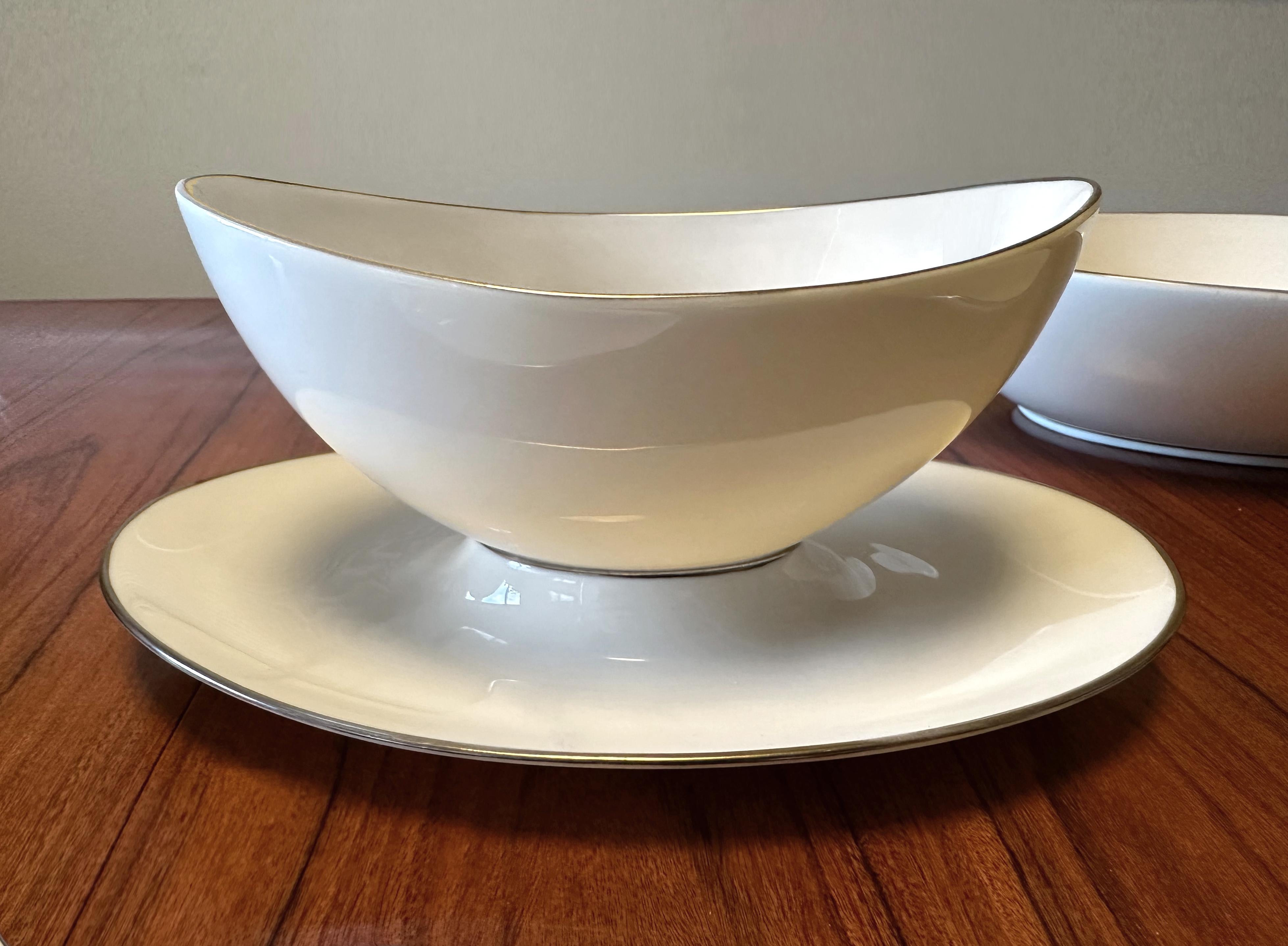 Lenox Olympia Platinum 12 Place Settings, Serving Pieces and Fostoria Goblets For Sale 7