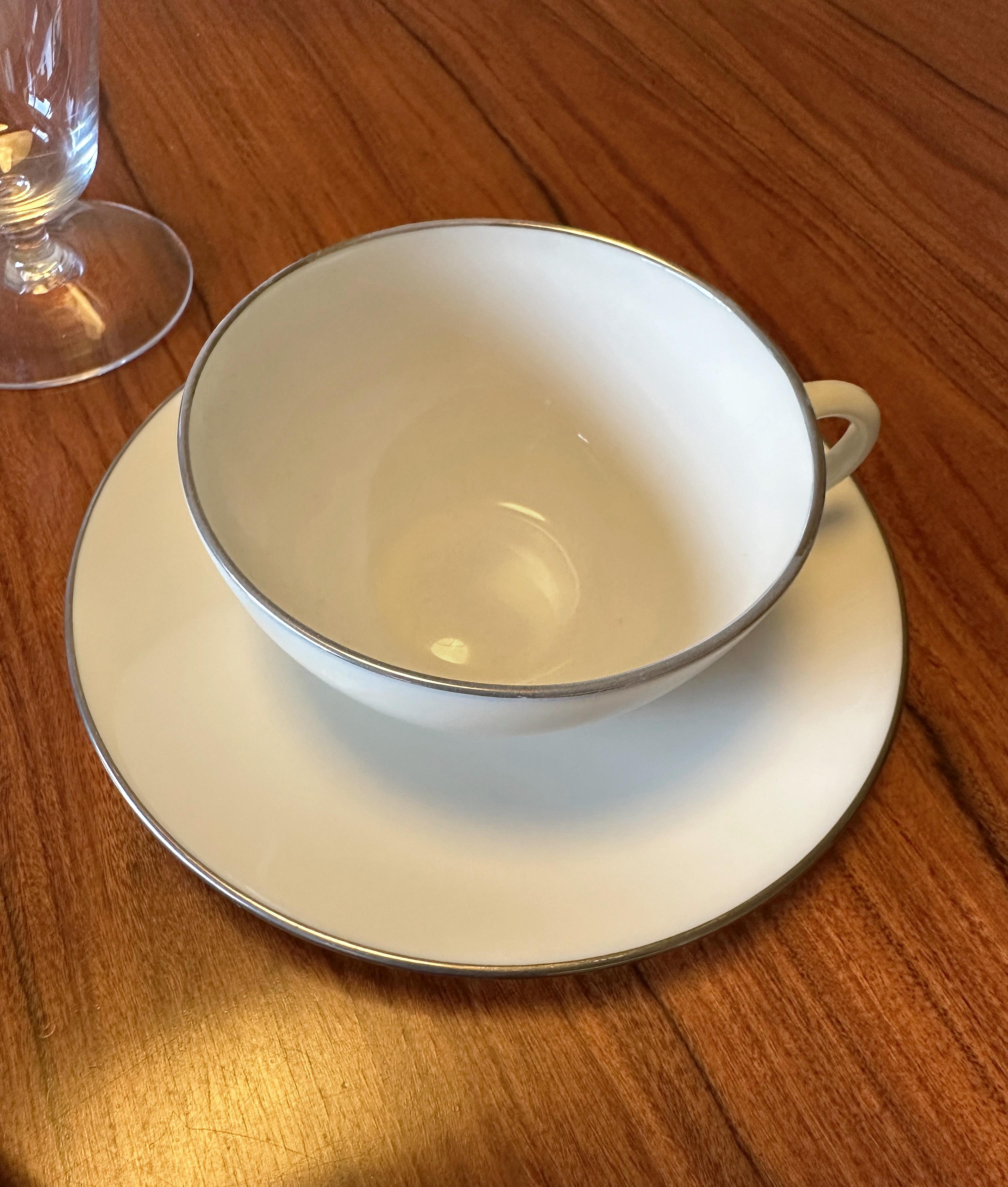 Lenox Olympia Platinum 12 Place Settings, Serving Pieces and Fostoria Goblets For Sale 1