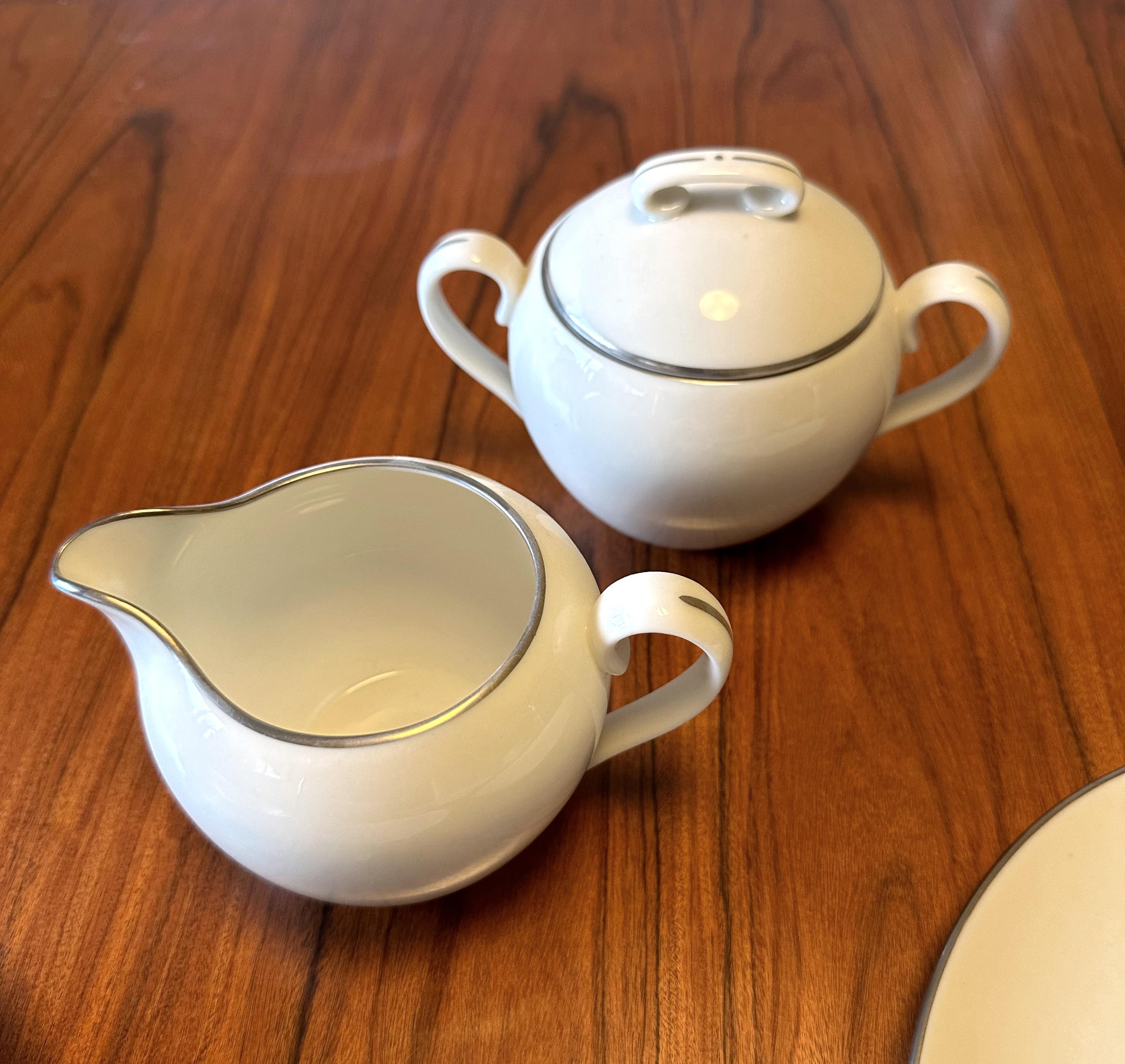 Lenox Olympia Platinum 12 Place Settings, Serving Pieces and Fostoria Goblets For Sale 3