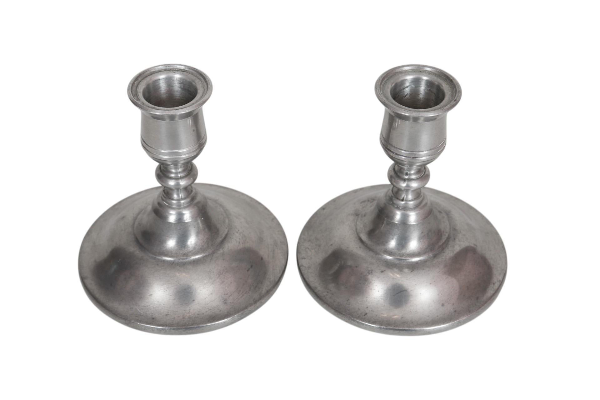 Lenox Pewter Candlestick Holders - a Pair In Good Condition In Bradenton, FL