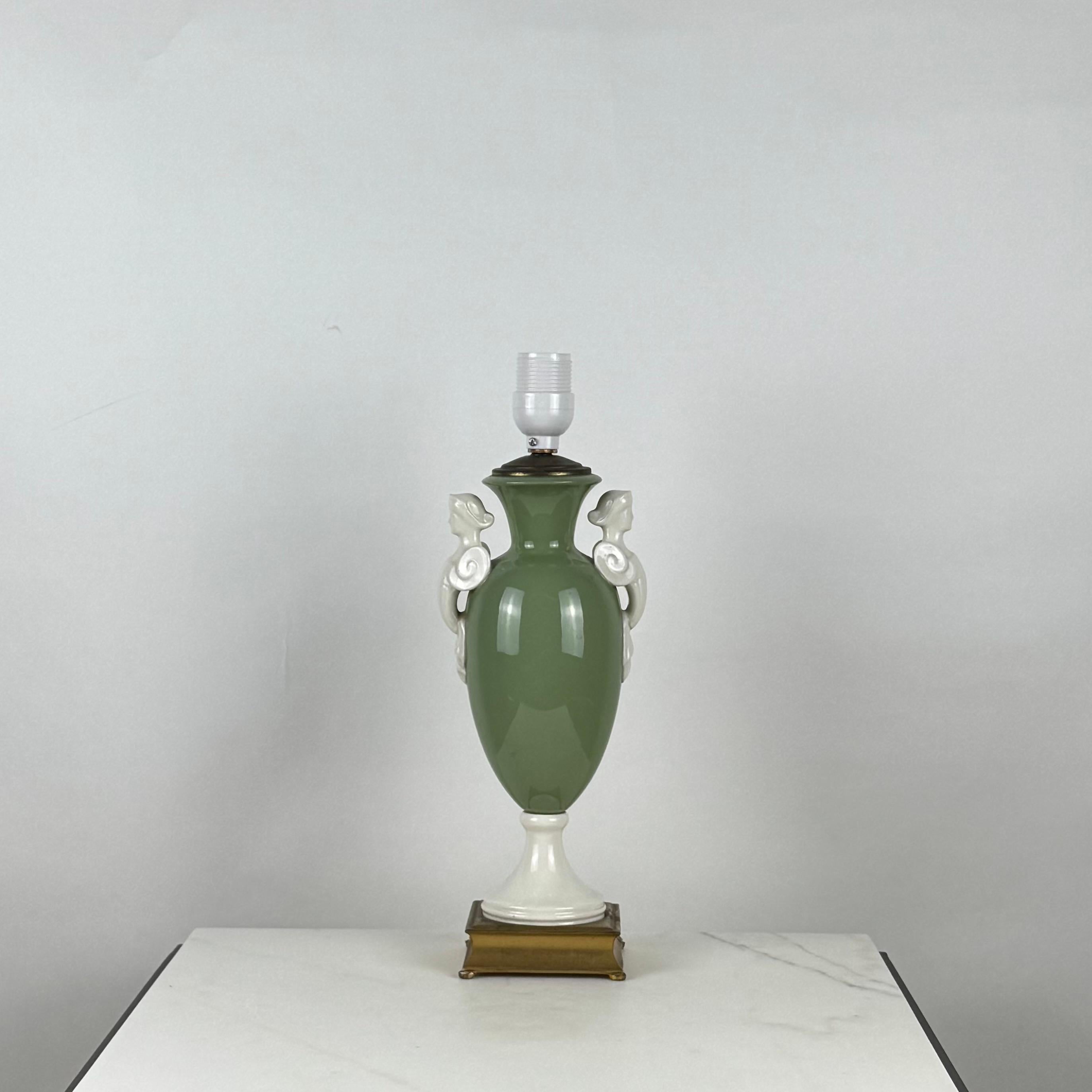 American Lenox Porcelain Neoclassical Desk or Table Lamp For Sale