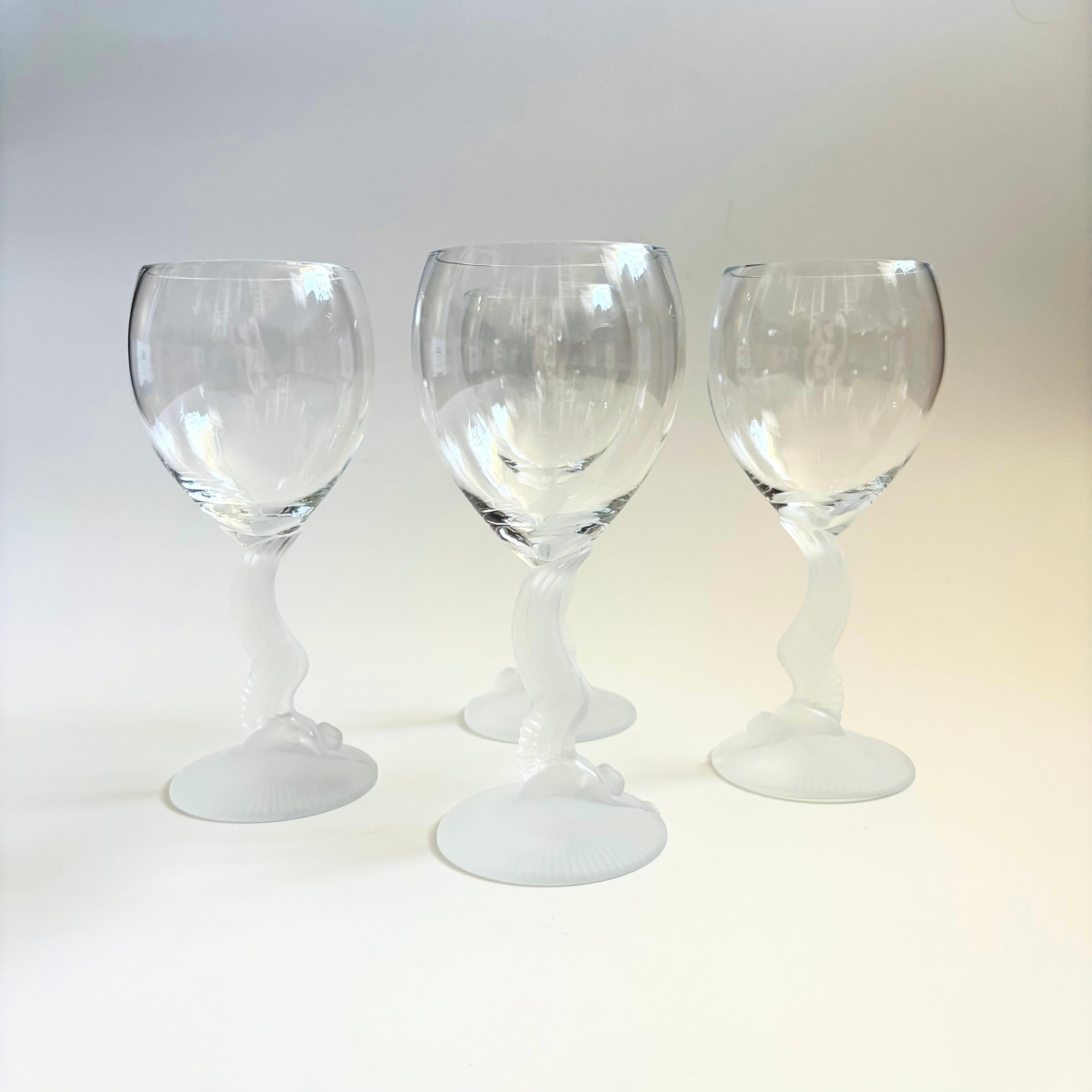 American Lenox Swan Lake Wine Glasses - Set of 4 For Sale