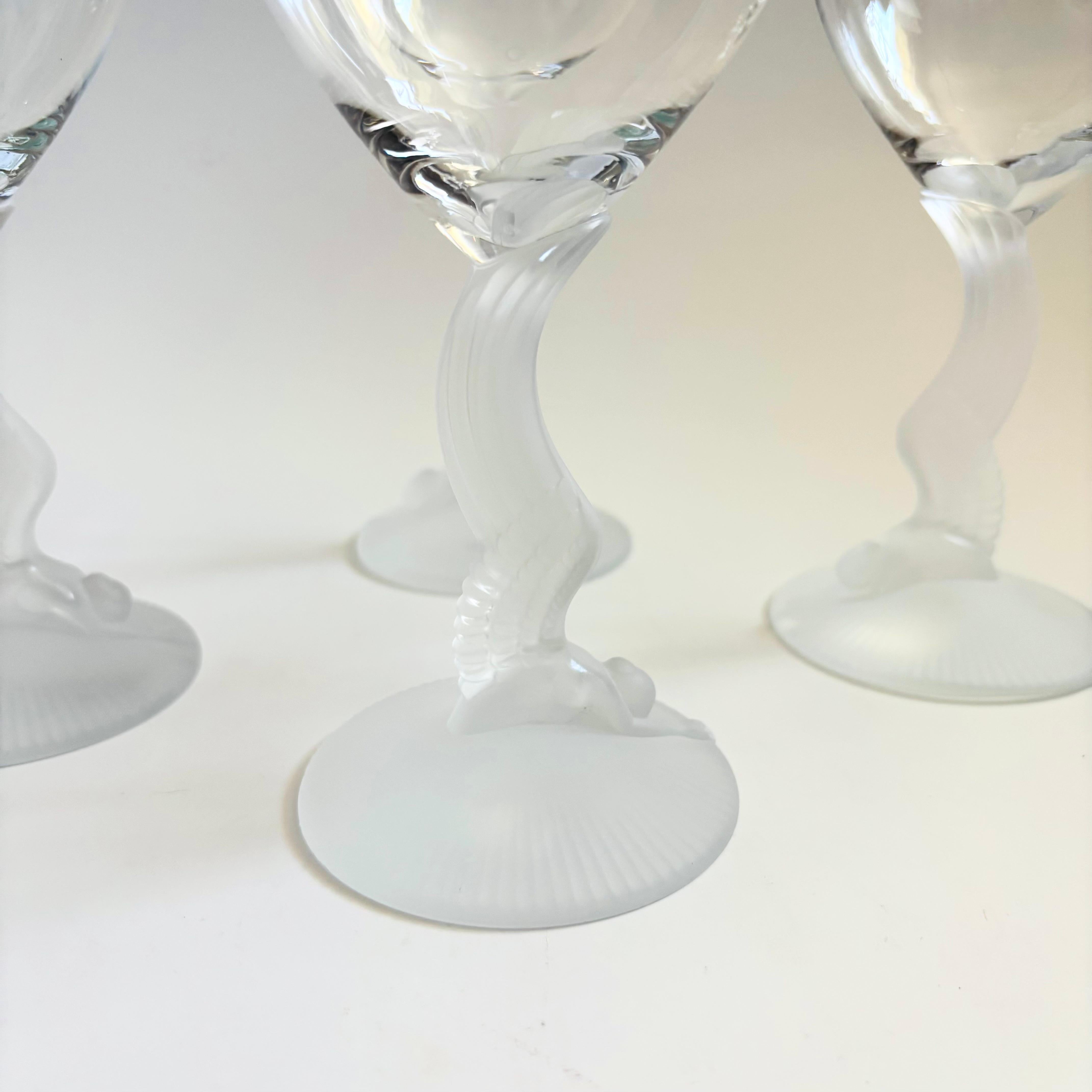 20th Century Lenox Swan Lake Wine Glasses - Set of 4 For Sale