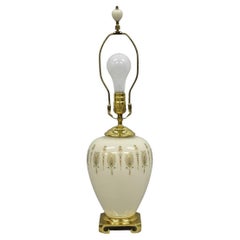 Lenox USA Vintage Porcelain and Brass Cream Jardinierie Decorated Table Lamp