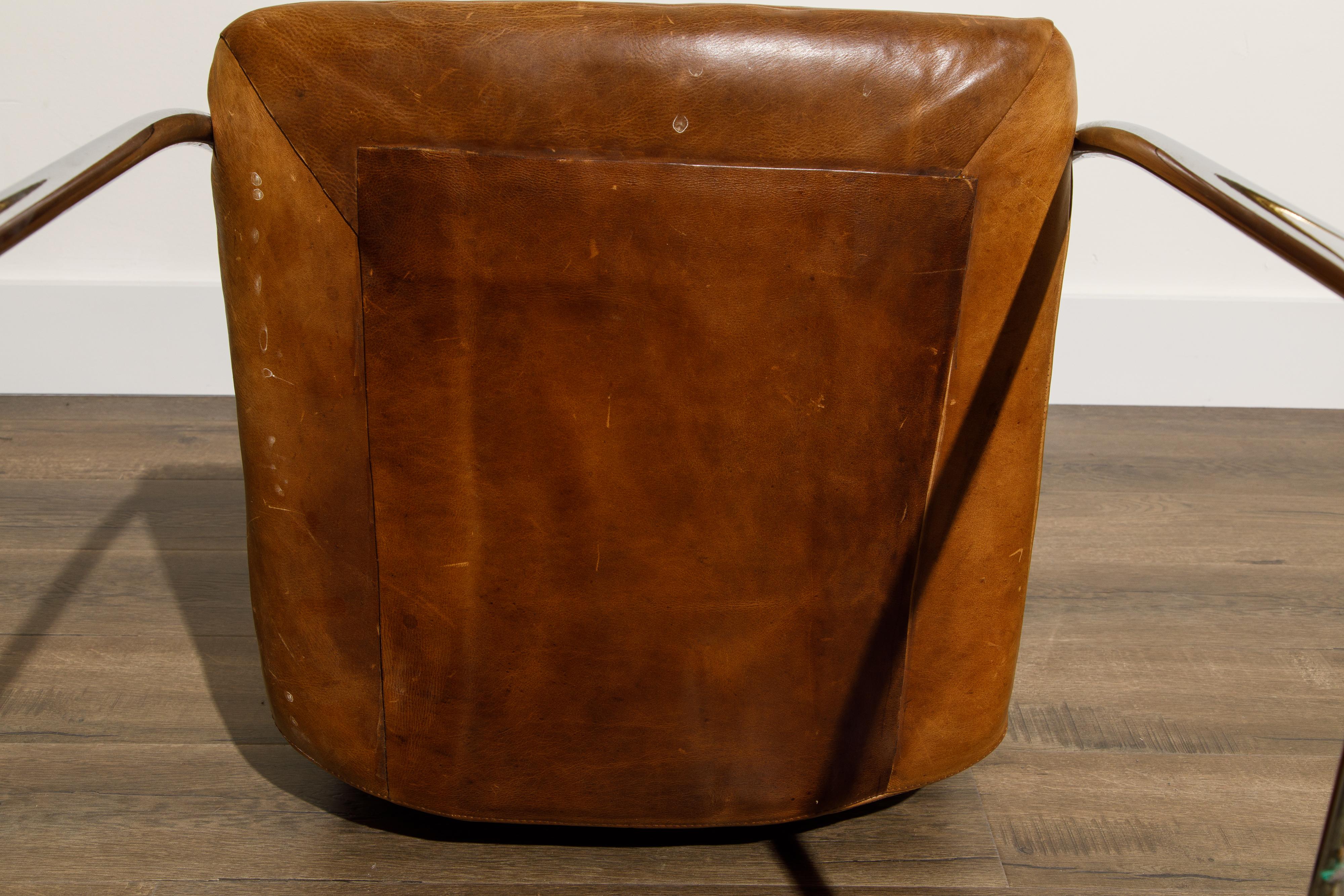 'Lens' Leather Chairs by Giovanni Offredi for Saporiti Italia, c. 1968, Signed 12