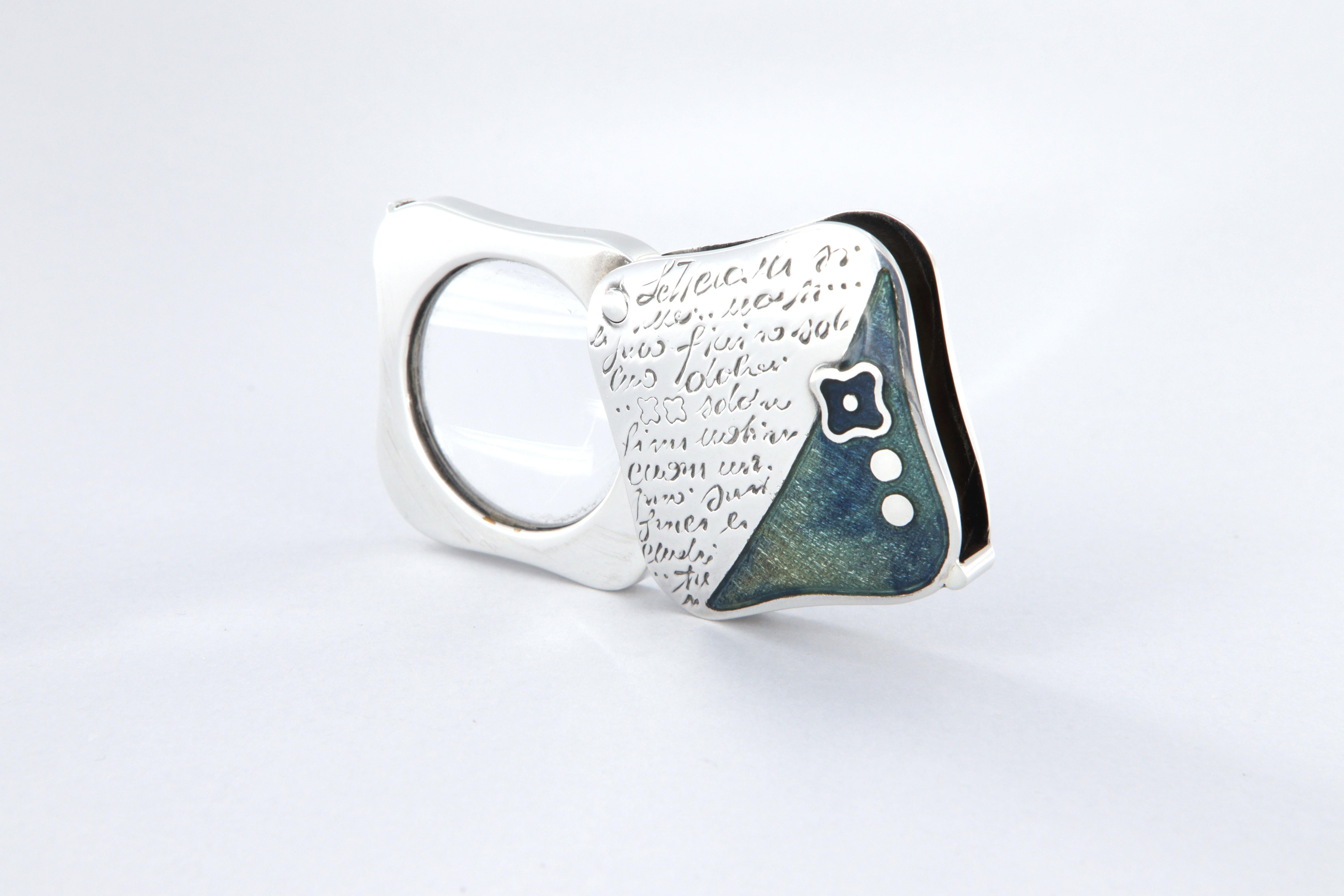 La Nouvelle Bague desk and bag lens in silver and enamel For Sale 2
