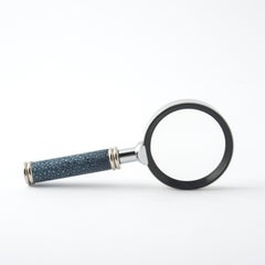Elegant Blue Shagreen Leather Magnifying Glass - GALUCHARME Collection