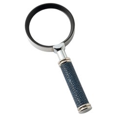 Elegant Blue Shagreen Leather Magnifying Glass - GALUCHARME Collection