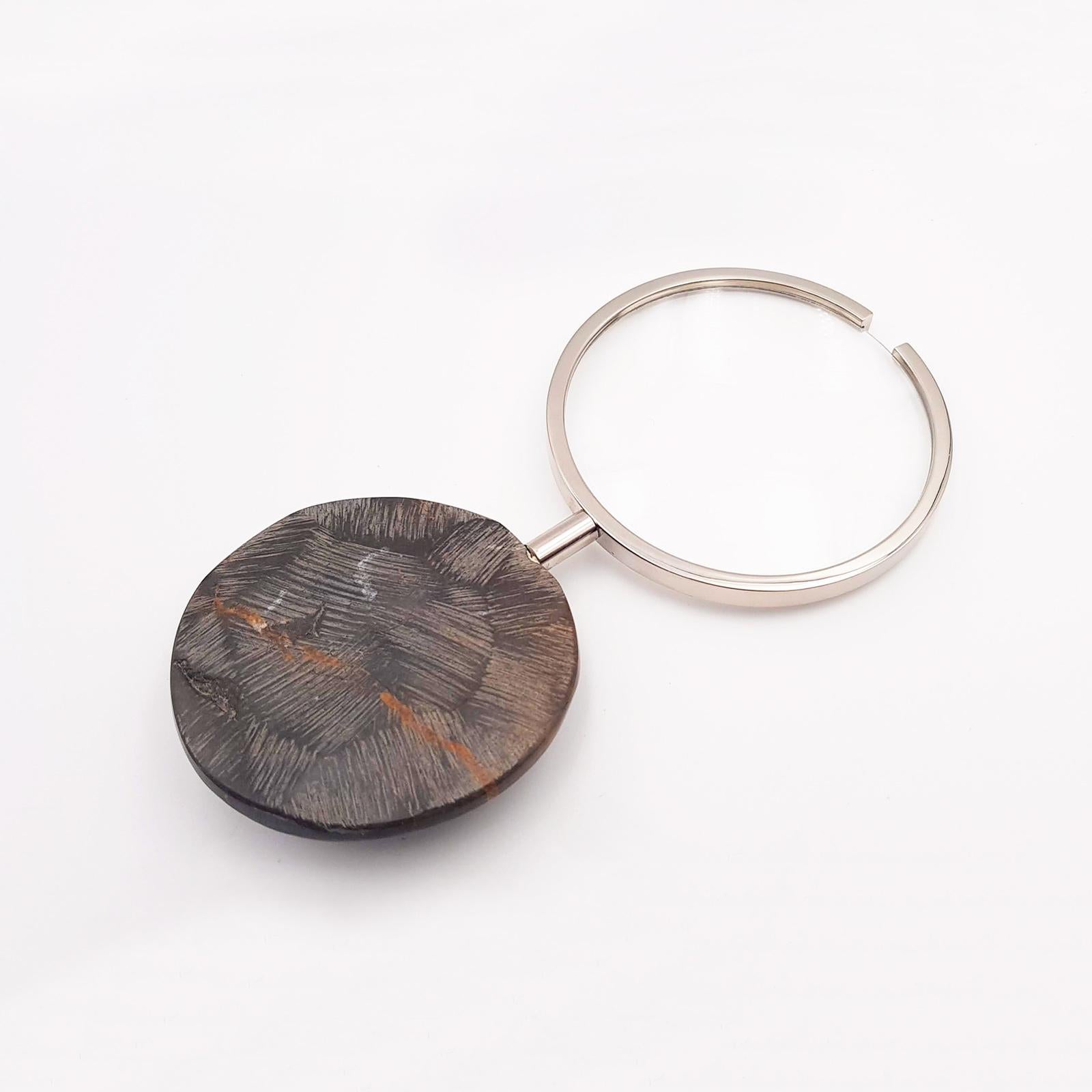 Italian Magnifying glass with Goniatite handle  of the Sahara - authentic ammonite  For Sale